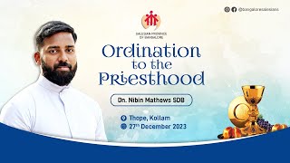 Ordination to the Priesthood Deacon Nibin Mathews SDB  27th December 2023 [upl. by Ahsiekyt416]