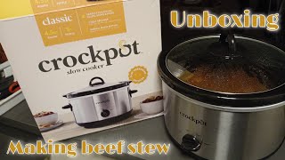 CrockPot 45 quart slow cooker  Making beef stew unboxing [upl. by Calan]