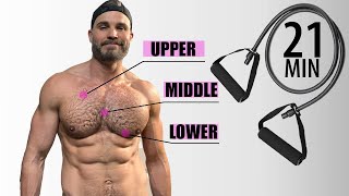 Resistance Band Chest Workout  Works Upper Middle and Lower Chest [upl. by Ttezil]