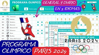 Juegos Olímpicos PARIS 2024🔥Calendario en Excel✅General y diario Multiilingue [upl. by Zilber]