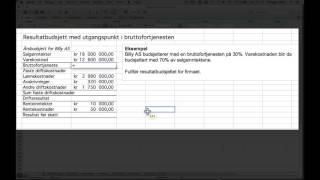 9 Resultatbudsjett 2  utgangspunkt i bruttofortjeneste [upl. by Niotna]
