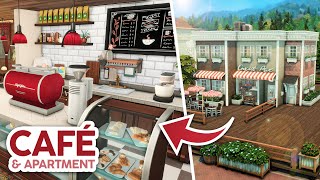 Café amp Upstairs Apartment  The Sims 4 Speed Build [upl. by Aymahs]