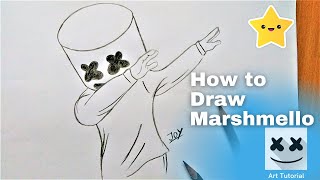 How to Draw Marshmallow Step by Step Easy  Marshmallow DJ Drawing [upl. by Nohsid635]