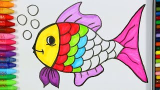 How to draw Fish  Drawing and Coloring for Kids [upl. by Oira]