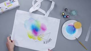 DIY Anleitung Taschen selber gestalten mit Marabu Textil Aquarelle [upl. by Ecinreb]