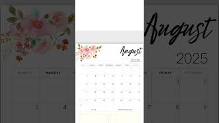 Floral Printable Calendar 2025 12 Month With Notes Option [upl. by Tristis624]