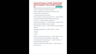 Davita PCT Exam LATEST QUESTIONS WITH CORRECT SOLUTIONS PASSED A [upl. by Rowena143]