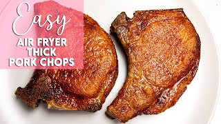 Easy Air Fryer Thick Pork Chops Recipe  Munchy Goddess [upl. by Holtorf]