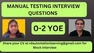 Manual Testing Interview For Freshers Testing Interview Questions [upl. by Elwaine]