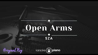 Open Arms  SZA KARAOKE PIANO  ORIGINAL KEY [upl. by Kincaid]