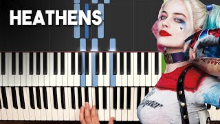 HEATHENS  Escuadrón Suicida  Harley Quiin Piano Tutorial SUPER FACIL  Notas Musicales Cover [upl. by Eniac659]