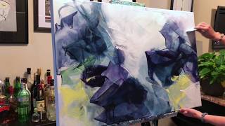 Abstract Painting Techniques using Acrylics Timelapsed Demonstration [upl. by Ynnaffit]