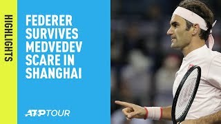 Highlights Federer Survives Medvedev Scare In Shanghai 2018 [upl. by Lewie]