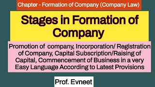 Formation of a Company Stages in Formation of a Company in Company Law Incorporation amp Promotion [upl. by Qirat]