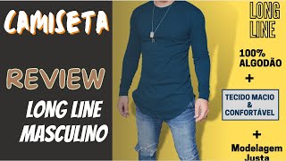 CAMISETA LONG LINE CAMISA MASCULINA ALGODÃO PRETA [upl. by Filberte204]