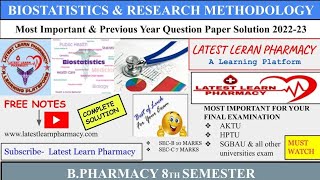 Biostatistics and Research Methodology Solution 202223 [upl. by Yendyc129]