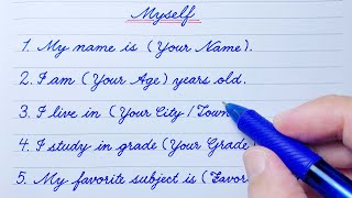 Cursive Writing  Myself in English  Cursive writing practice  Cursive handwriting practice [upl. by Joselyn950]