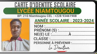 comment faire ou réaliser une carte didentité scolaire sur SMARTPHONE [upl. by Nauqyt]