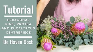 Hexagonal Pine Protea and Eucalyptus Centerpiece [upl. by Aniratak]