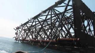 Offshore Platform Construction Part 1 Jacket Leg Launching [upl. by Mccreery]