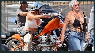 Crossing the Street at Sturgis Motorcycle Rally Bike Week [upl. by Ellimaj]