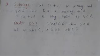 23 Subring Definition and proof of one step test  ring theory  AdnanAlig [upl. by Anida]