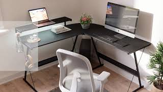 Bestier 2Piece LShaped Home Office Desk Assembly Tutorial [upl. by Eniotna]