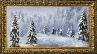 Winter Forest Framed Painting for your TV with Gentle Holiday Music [upl. by Anjanette]