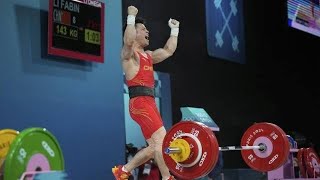 Li Fabin defended weightlifting title mens 61kilogram division record by lifting 143 kilograms 310 [upl. by Ytissahc]