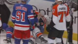 Scott Hartnell vs Brandon Dubinsky Feb 15 2009 [upl. by Nnaitsirk123]