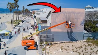 Painting a Huge Surf Mural for HBO at Venice Beach [upl. by Ahsircal345]