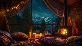 Rain On Tent  The Best Way To Sleep Instantly Listen To Rain Thunder Sound Crackling Fire [upl. by Witty]