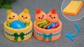 Все гениальное  ПРОСТО🐤Чудесные цыплята из ПОЛОТЕНЦА🥚Пасхальные ИДЕИ легко и быстро🐣 [upl. by Lilhak]