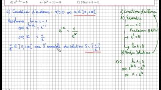 Fonction logarithme népérien  équation avec des exponentielles ou des logarithmes  exercice facile [upl. by Juback]