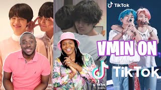 VMIN V Jimin BTS Tiktok Compilation  Tiktok Edit BTS  Couples REACTION [upl. by Eilac]