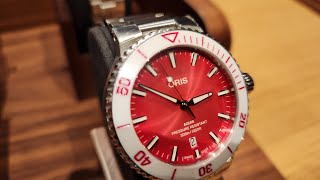 ORIS AQUIS DATE TASTE OF SUMMER 415 MM watermelon green or red dial with white ceramic bezel [upl. by Ahsinid]