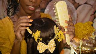 ASMR Detailed Hair StylingHandmade Bridal flower HairPin Extra Delicate Hair Fixing [upl. by Joost]