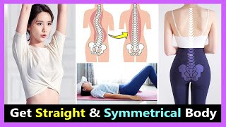 GET STRAIGHT BODY amp BODY SYMMETRICAL  Improve Scoliosis exercise Scoliosis Yoga amp Stretches [upl. by Gereron]