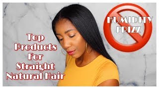 BEST PRODUCTS FOR HUMIDITY PROOF ANTI FRIZZ STRAIGHT NATURAL HAIR  Simply Subrena [upl. by Aikrahs]