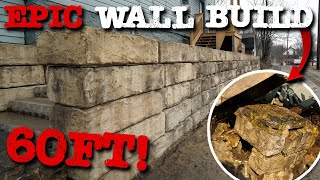 60Foot Retaining Wall amp Steps Installation Check Out This Before amp After Transformation [upl. by Loos]