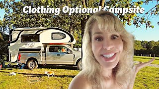 Breaking The Rules At My First Clothing Optional Campsite  Truck Camper Living [upl. by Mahalia]