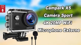 CAMPARK X5  CAMERA SPORT 4K 20 MP avec microphone externe [upl. by Adnama]