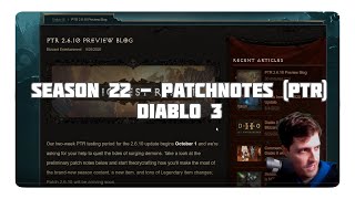 Diablo 3 Patch 2610 amp Season 22 PTR Patchnotes [upl. by Olenta]