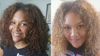 DIY pintura highlights curly hair  first time trying pintura highlights [upl. by Devinne]