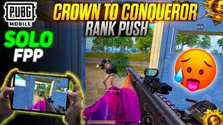 😊 CROWN TO CONQUEROR RANK PUSH IN SOLO FPP C7S20 PUBG MOBILE 🔥✅ [upl. by Zullo]