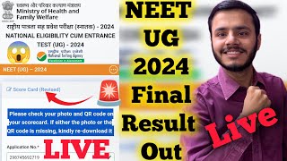 🔴neet ug 2024 result liveNeet Ug 2024 revised scorecard check liveneet ug 2024 result link out now [upl. by Akel]