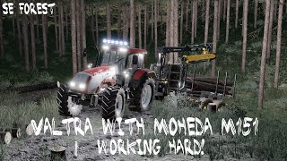 FS22 Forestry  Valtra with moheda m151 trailer working hard in final fell  Holmakra [upl. by Naol]