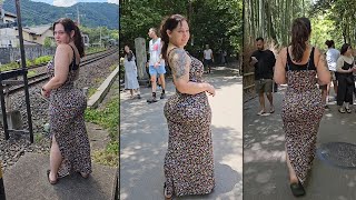 Showing off my tight dress in Kyoto Japan  Walk [upl. by Jacquenetta288]