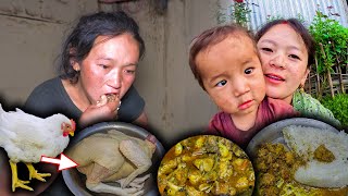 Broiler Chicken Gravy Recipe amp Rice Cooking and Eating in Village ब्रोइलर को मासु सँग भात एक्दम मिठो [upl. by Onairot]