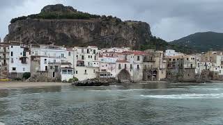 Relaxing Cloudy Rainy day in Cefalù Sicily Beach Waves Sounds amp White Noise For Sleep and Study [upl. by Anerom]